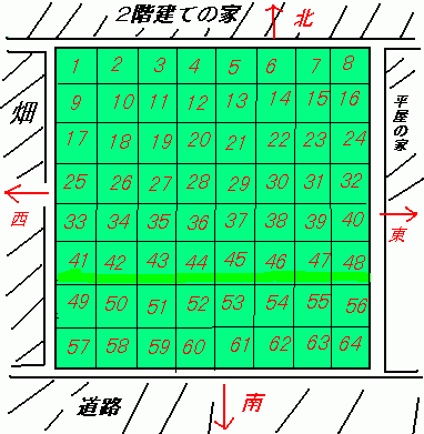 広い土地を調べる時は土地を升目に区切るという図