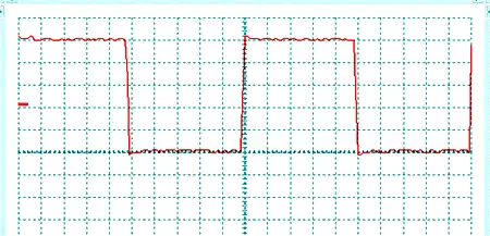 OSC001 PCB ScopeでikHz矩形波を測定した波形図