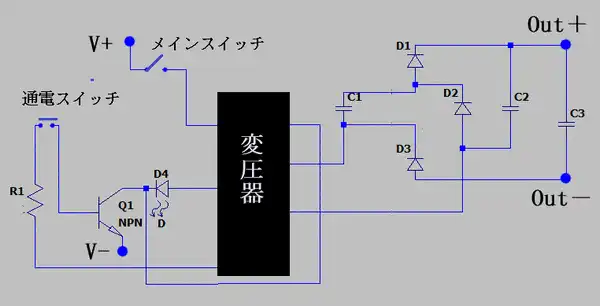 電撃殺虫ラケット NCS-R20（Electronc Mosquito Bat）の回路図