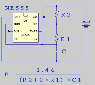 タイマーＩＣのNE555を使った発振回路図