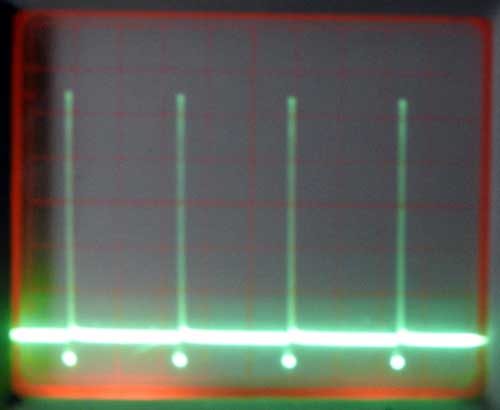 自作パルス充電器の無負荷時のパルス波形