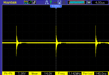 kawish 充電器 トリクル充電中のパルス波形