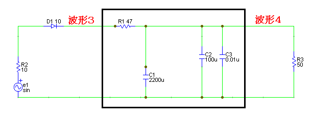 コンデンサーのみによる電源平滑回路図