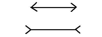 錯覚の説明図矢付き線