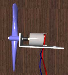 模型モーターとプロペラで作った風速計の写真