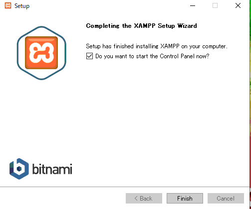 XAMPPインストール終了画面