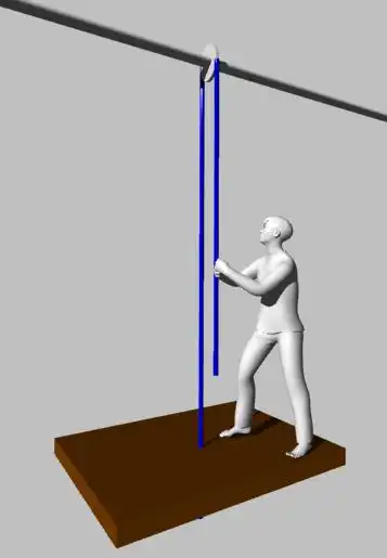 板に載った人がその板を自分で引き上げるイメージ