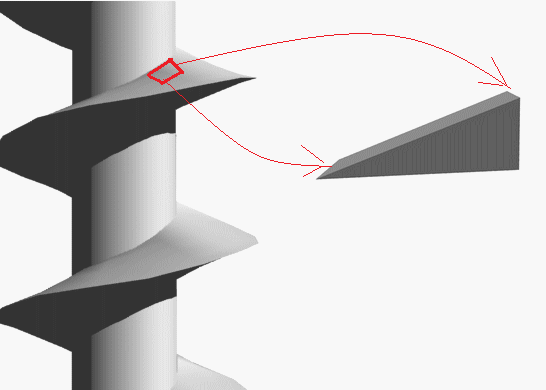 ネジの一部を取り出して斜面画像